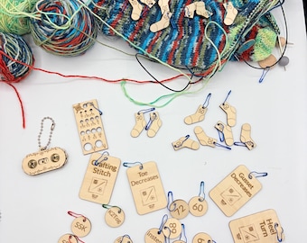 Sock Knitting Toolkit – Wooden Stitch Markers, Heel Turn, Gusset, Toe Decrease Reminders