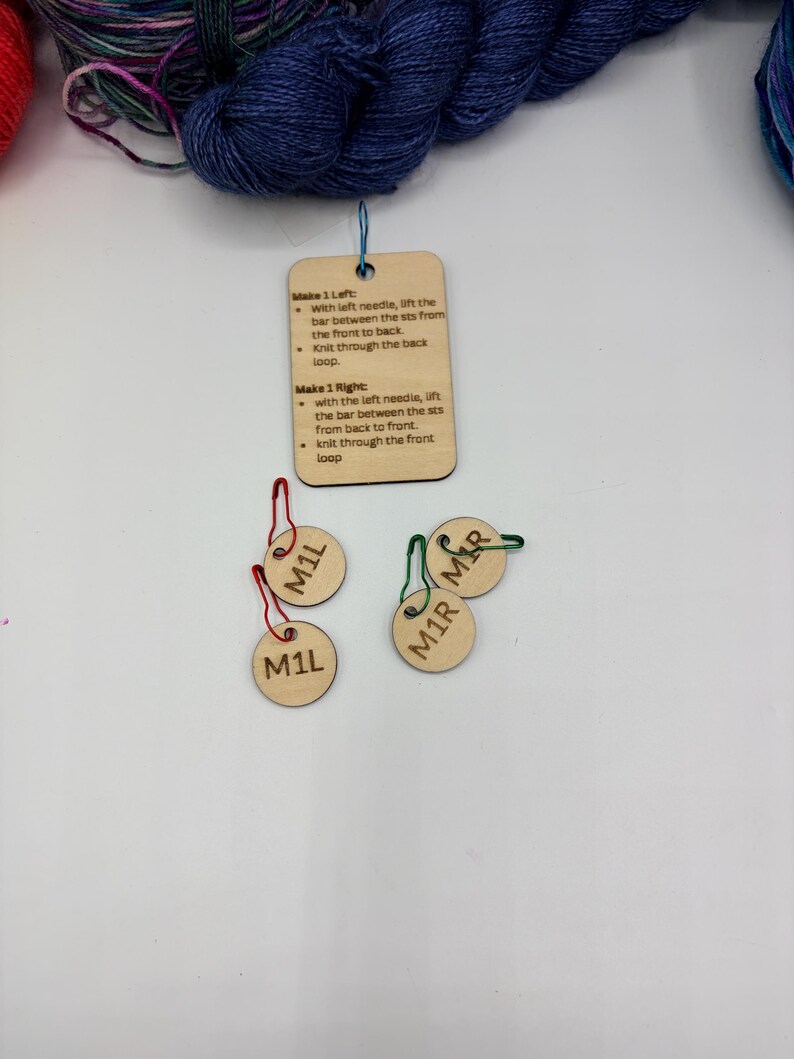 Sock Gusset Knitting Decrease Set – Wooden Stitch Markers & Reminder Tool image 14