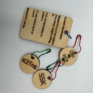 Sock Gusset Knitting Decrease Set – Wooden Stitch Markers & Reminder Tool image 13