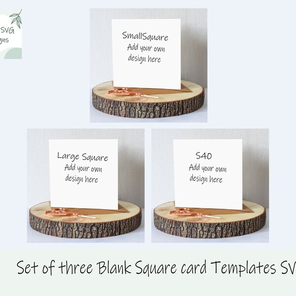 SVG: Set of 3 Square card template,  Card template svg, DIY card template, square cricut cards, Cricut card, Square Greeting card SVG