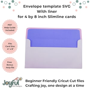 Slimline Envelope Template with liner SVG for Cricut machines, Cricut Envelope SVG, Cricut card envelope, DIY envelope, cards 4 by 8 inches