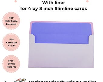 Slimline Envelope Template with liner SVG for Cricut machines, Cricut Envelope SVG, Cricut card envelope, DIY envelope, cards 4 by 8 inches