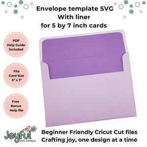 Modèle d'enveloppe de 5 x 7 pouces avec doublure SVG pour machines Cricut, enveloppe Cricut SVG, enveloppe pour carte Cricut, enveloppe DIY, 5 x 7 pouces