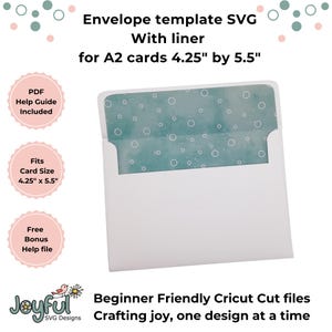 Modello di busta SVG per biglietti A2, file di buste fai da te facile per Cricut, design di buste da 4,25 x 5,5 pollici, modello di artigianato adatto ai principianti