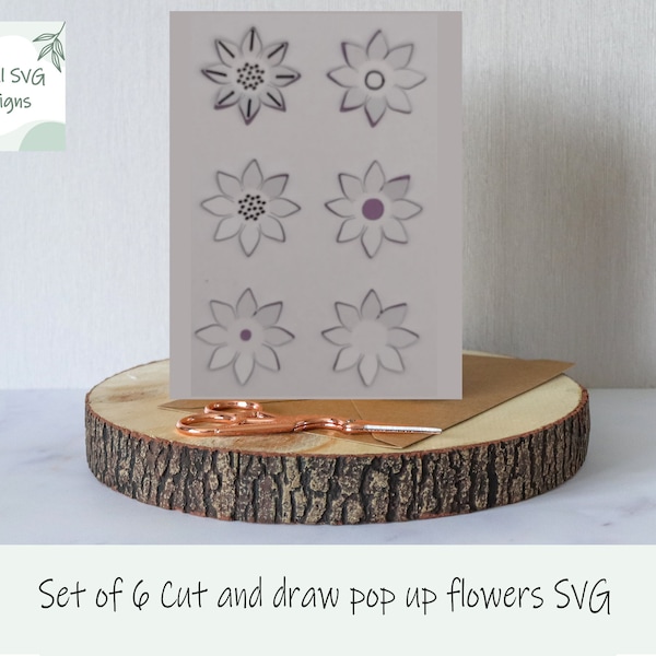 SVG, Split pop out flowers, 3d flowers for cards, paper flowers, floral pop up bundle, pop up flowers for papercraft and card making