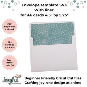 A6 Envelope Template with liner SVG for Cricut machines, Cricut Envelope SVG, Cricut card envelope, DIY envelope, 4.5 by 5.75 inches