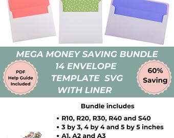 Ultimate Envelope SVG Bundle,  14 Envelope Templates with Liners, Cricut Envelope Cutting Files, envelope SVG, Card envelope, DIY envelope