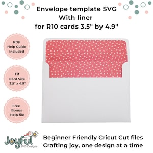Modèle d'enveloppe SVG pour cartes R10, fichier enveloppe bricolage facile pour Cricut, conception d'enveloppe 3,5 x 4,9 pouces, modèle de création adapté aux débutants