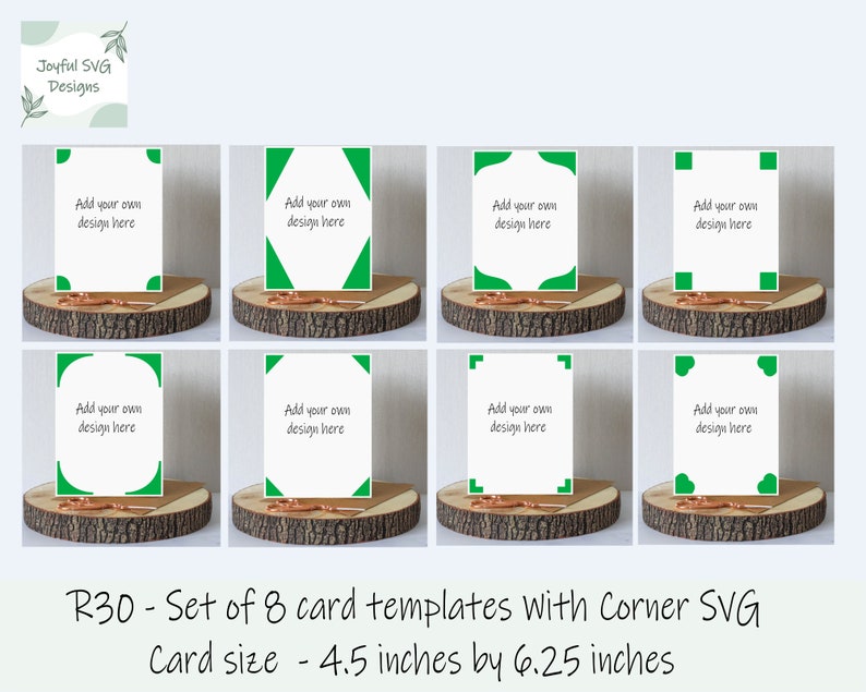 SVG Set of 8 R30 Card Template With Corners SVG, DIY Card Template