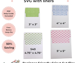 Square Envelope SVG Bundle, 3x3, 4x4, 5x5 & S40 Envelopes with Liners,  Cricut Envelope SVG, Card envelope, DIY envelope, Square Envelopes