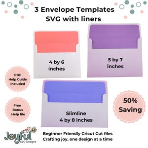 Rectangle Envelope SVG Bundle, 4 by 6 inches , 5 by 7 inches and Slimline card 4 by 8 inches, Card Envelopes , DIY Envelope, Cricut Envelope