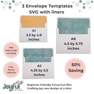 Rectangle Envelope SVG Bundle, A1, A2, A6 Card Envelopes , Cricut Envelope Template , DIY Envelope Cutting File, Cricut Envelope SVG