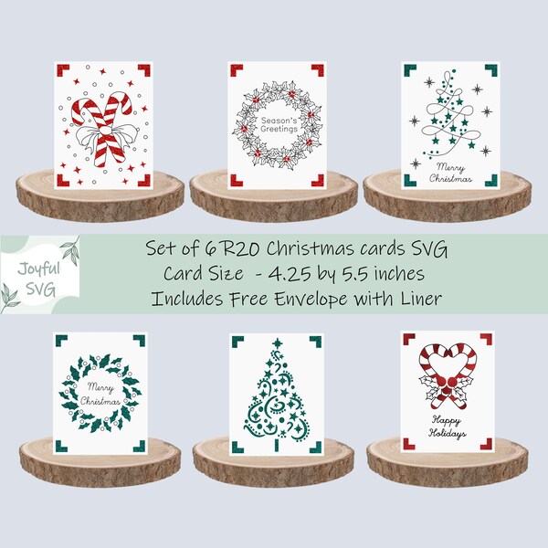 SVG: Set of 6 Christmas card, Cricut insert card, Cricut Joy Christmas card, Christmas Insert card, Christmas Card for Kids. A2 Cricut cards