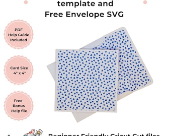 4x4 inch Card Template SVG: DIY Greeting Card, envelope and PDF Guide (Digital Download)