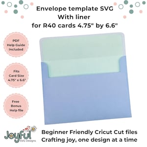 R40 Envelope Template with liner SVG for Cricut machines, Cricut Envelope SVG, Cricut card envelope, DIY envelope, 4.75 by 6.6inches