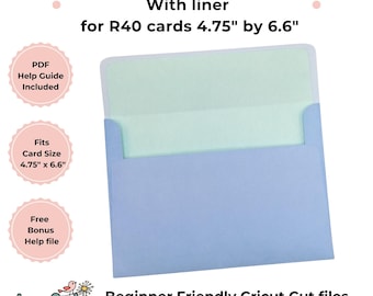 R40 Envelope Template with liner SVG for Cricut machines, Cricut Envelope SVG, Cricut card envelope, DIY envelope, 4.75 by 6.6inches