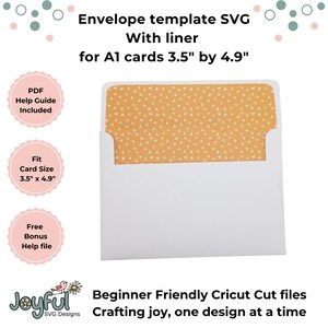 Envelope Template SVG for A1 Cards, Easy DIY Envelope File for Cricut, 3.5 x 4.9 Inch Envelope Design, Beginner-Friendly Crafting Template