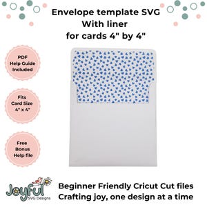4 by 4 inch Envelope Template with liner SVG for Cricut machines, Cricut Envelope SVG, Cricut card envelope, DIY envelope, 4 by 4 inches