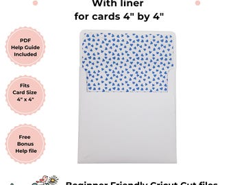 4 by 4 inch Envelope Template with liner SVG for Cricut machines, Cricut Envelope SVG, Cricut card envelope, DIY envelope, 4 by 4 inches
