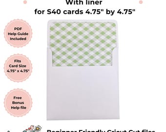 S40 Envelope Template SVG with Liner: PDF Guide, fits a 4.75 inch card (Digital Download)