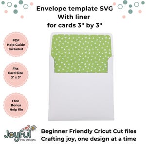 3 by 3 inch Envelope Template with liner SVG for Cricut machines, Cricut Envelope SVG, Cricut card envelope, DIY envelope ,3 by 3 inches