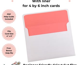 4 by 6 inch Envelope Template with liner SVG for Cricut machines, Cricut Envelope SVG, Cricut card envelope, DIY envelope, 4 by 6 inches