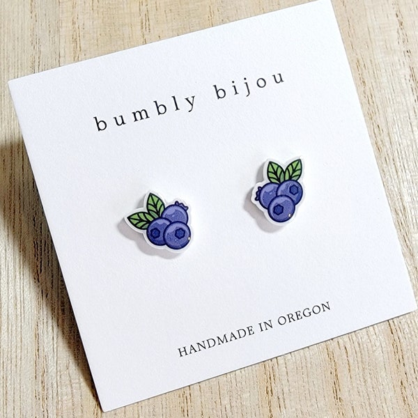 BLUEBERRY Earrings / Hypoallergenic Titanium Posts / Blueberries Small Stud Earrings Kids Girls Women Gift Birthday Present Fruit Earrings