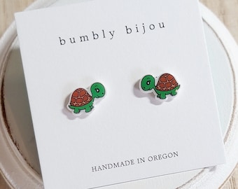 TURTLE Earrings / Hypoallergenic Titanium Post / Turtle Earrings Kids Girls Cute Stud Earrings Women Present Birthday Gift Turtle Earrings