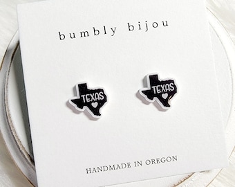 TEXAS State Earrings / Hypoallergenic Titanium Posts / Texas State Shape Stud Earrings Women Girls Kids Gift Ya'll Texas Longhorns Fan