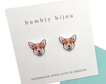 CORGI DOG Earrings / Hypoallergenic Titanium Posts / Pembroke Welsh Corgi Dog Lover Gift Exchange Kid Women Gift Present Birthday Gift