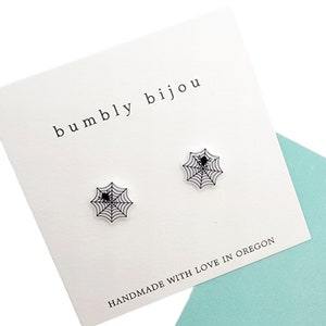 SPIDERWEB Earrings / Hypoallergenic Titanium Posts / Halloween Spooky Season Spider Scary Earrings Kids Women Gift Present