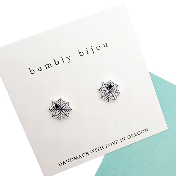 SPIDERWEB Earrings / Hypoallergenic Titanium Posts / Halloween Spooky Season Spider Scary Earrings Kids Women Gift Present