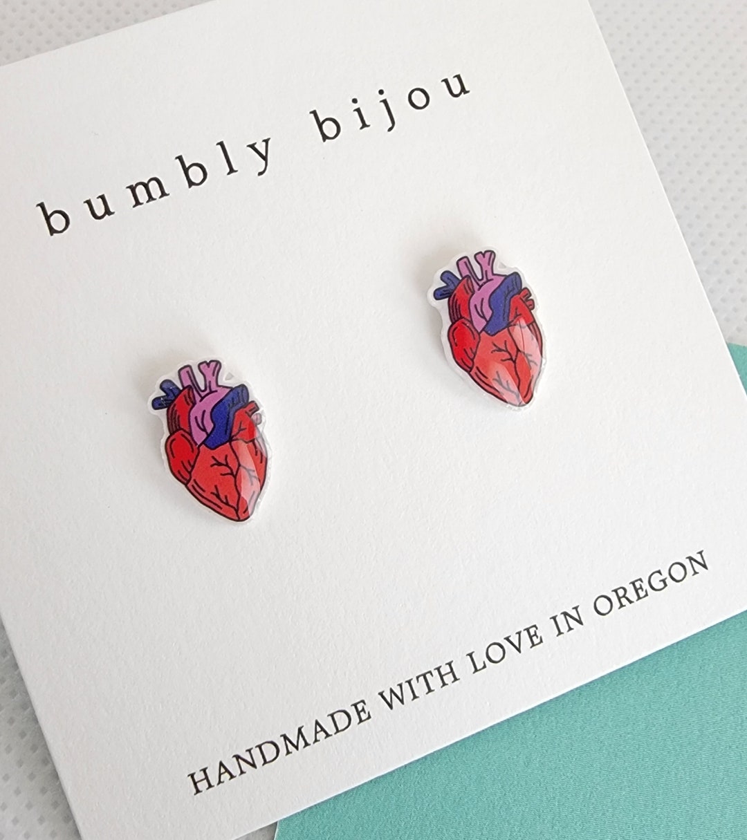 ANATOMICAL HEART Earrings / Hypoallergenic Titanium Post- Anatomy and ...