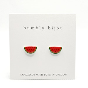 WATERMELON Earrings- Hypoallergenic Titanium Post, Summer Earrings Accessories Kids Girlfriend Wife Gift Present Fruit Earrings