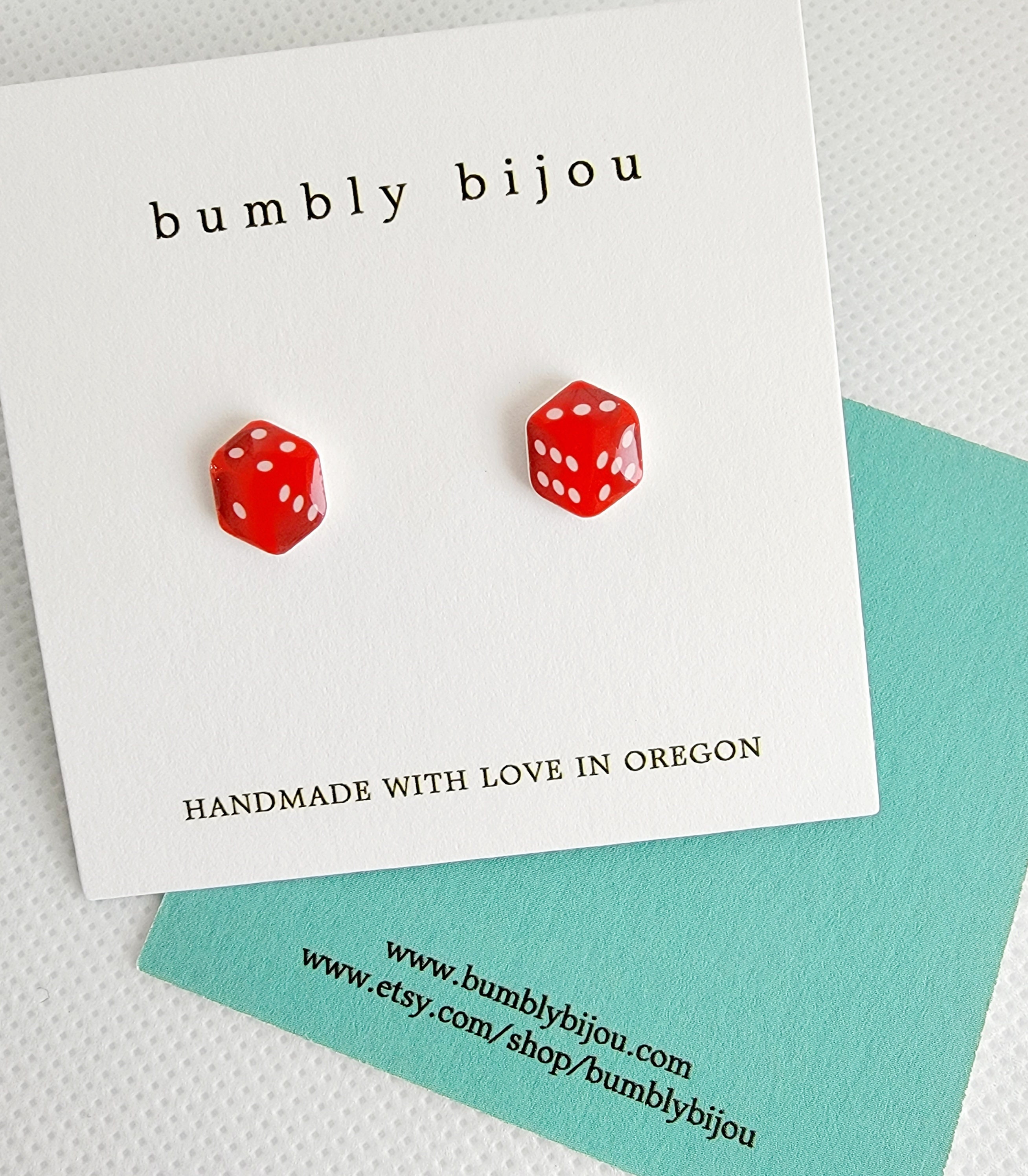 DICE Earrings- Hypoallergenic Titanium Post, Pair of Red Dice Earrings, Las Vegas, Lucky, Sin City, Vegas, Gambling, Yahtzee