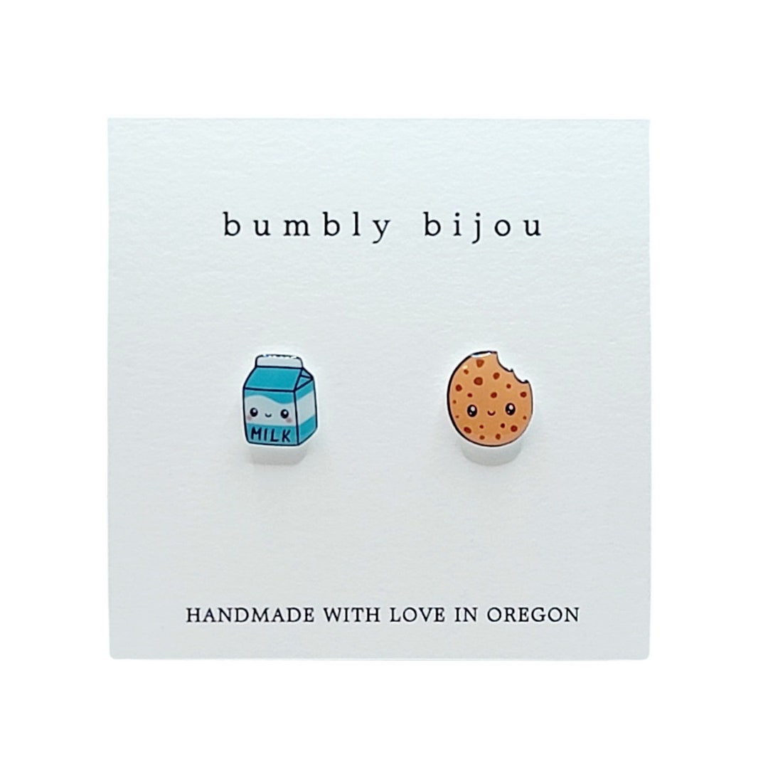 COOKIES MILK Earrings / Asymmetrical Set / Hypoallergenic Titanium Post