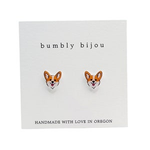 CORGI FACE Earrings / Hypoallergenic Titanium Posts / Corgi Butt Cute Corgi Puppy Dog Earrings Dog Lover Kids Women Gift Present