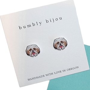 SHIH TZU Earrings / Hypoallergenic Titanium Posts / Shih Tzu Puppy Dog Lover Kids Women Gift Present Birthday Gift For Her