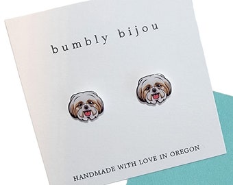 SHIH TZU Earrings / Hypoallergenic Titanium Posts / Shih Tzu Puppy Dog Lover Kids Women Gift Present Birthday Gift For Her