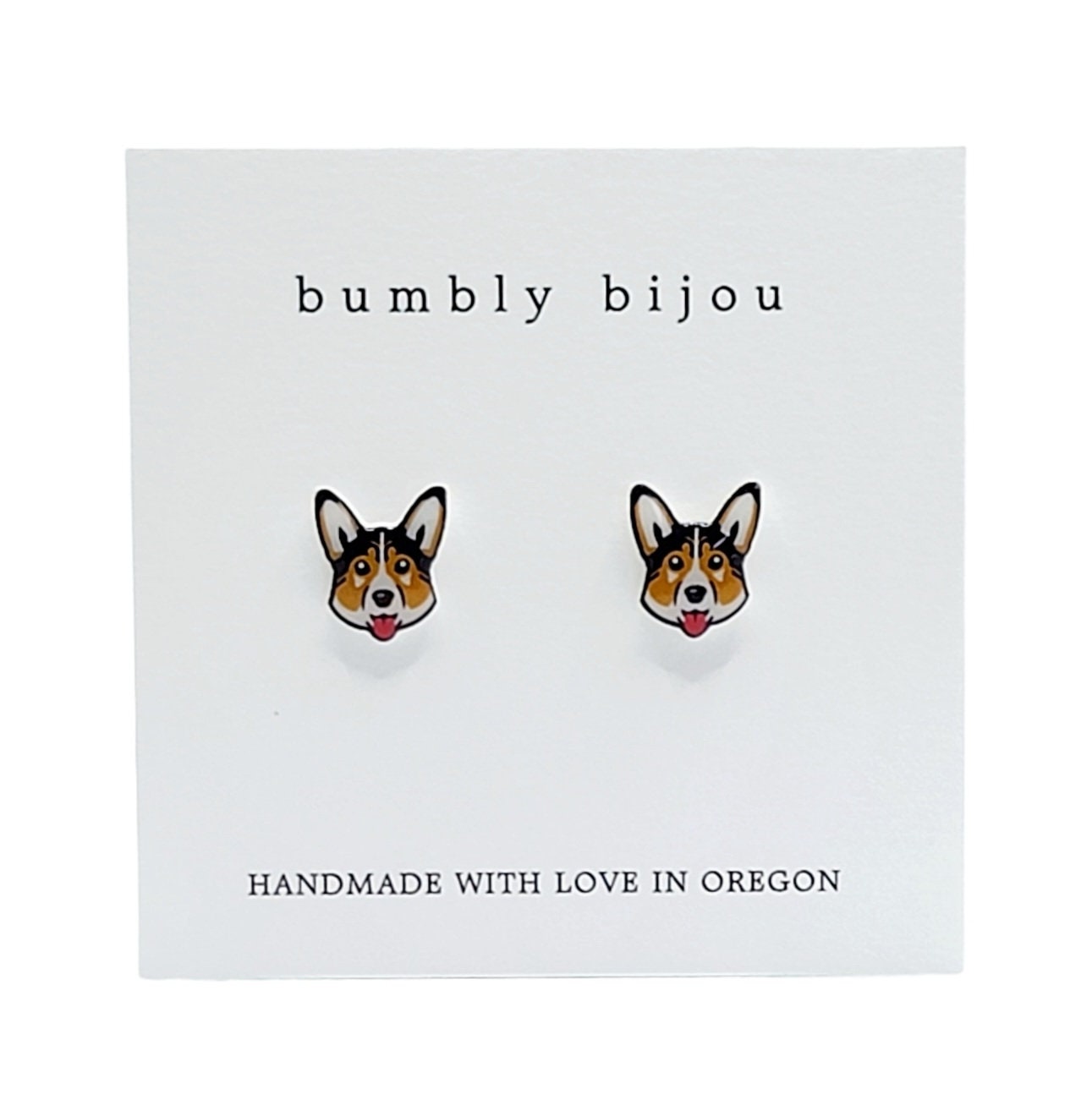 TRI CORGI Earrings / Hypoallergenic  Titanium Posts / Tri-Colored Corgi Stud Earrings / Corgi Lover Gift /Corgi Butt Earrings For Women Girl