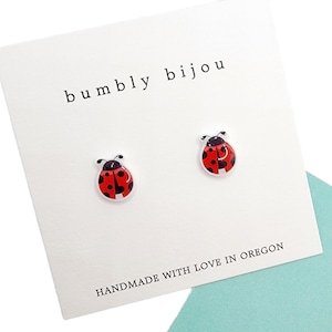 LADYBUG Earrings / Hypoallergenic Titanium Post- Kids Girls Women Cute Stud Earrings Gift Present Favor Spring summer Earrings