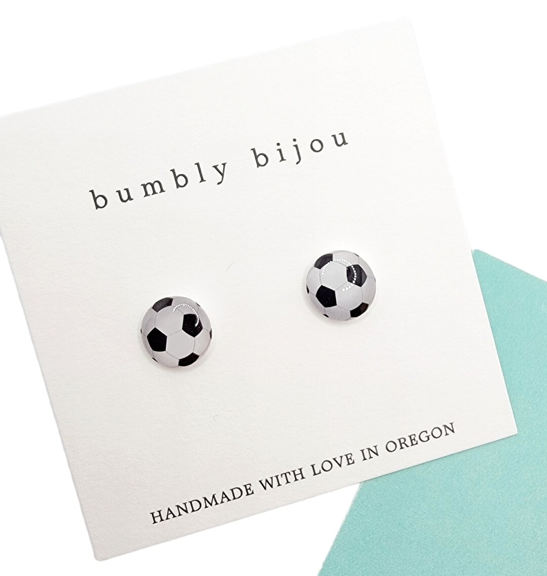 SOCCER BALL Earrings / Hypoallergenic Titanium Posts / Soccer Player
