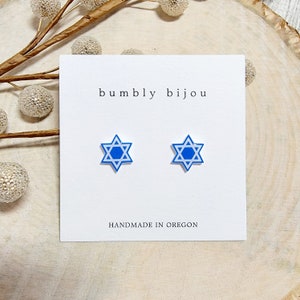 STAR OF DAVID Earrings / Hypoallergenic Titanium Posts / Hanukkah Festive Gift Exchange Kid Women Gift Present Stocking Stuffer