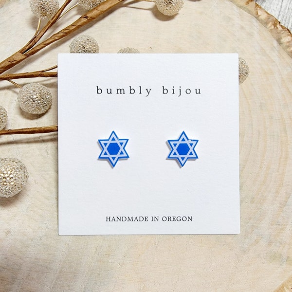 STAR OF DAVID Earrings / Hypoallergenic Titanium Posts / Hanukkah Festive Gift Exchange Kid Women Gift Present Stocking Stuffer