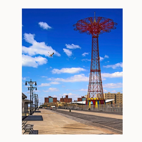 Coney Island Original High Quality Glossy Photo Print Brooklyn, , Boardwalk, Parachute Jump, Unframed Custom Limited NEW