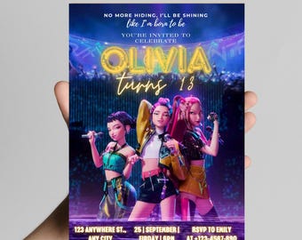 Kpop Demon Hunters Birthday Invitation | Editable Canva Template | Digital Party Invite | Anime Kpop Birthday Printable | Kpop Birthday Edit