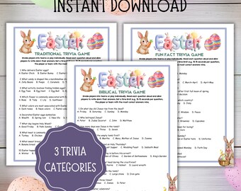 Easter Trivia Game Printable – Biblical, Traditional & Fun Fact Easter Quiz – Easter Party Game for Kids and Adults – Family Easter Game