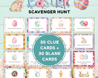 Easter Scavenger Hunt Printable Game for Kids & Family – Indoor Easter Egg Hunt Clues – Easter Party Activity - Easter Treasure Hunt