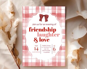 Friendship, Laughter & Love Party Invitation | Valentine’s Party Invite | Galentine’s Celebration | Friends Valentine Editable Invitation