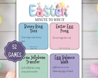 Easter Minute to Win It Games Printable, Easter Party Games for Kids and Adults, Easter Egg Challenge, Classroom & Family Easter Activities